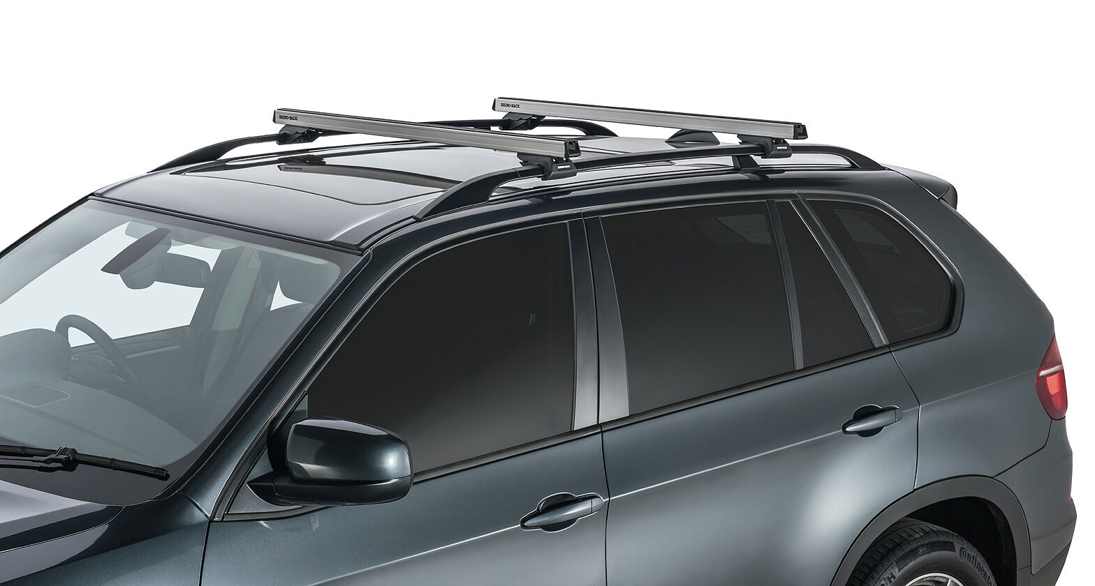 Rhino HD CXB Silver 2 Bar Roof Rack for KIA Carnival 4dr Van (Roof