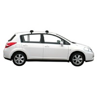 Prorack Silver 2 Bar Aero Through Bar kit to suit Nissan Tiida 5dr Hatch (2004 - 2012)