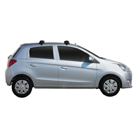 Prorack Silver 2 Bar Aero Through Bar kit to suit Mitsubishi Mirage 5dr Hatch (2013 - Current)