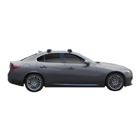 Prorack Black 2 Bar Aero Through Bar kit to suit Alfa Romeo Giulia Steel &amp; Sun Roof 4dr Sedan (2016 - Current)