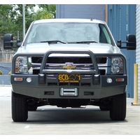 ECB Polished Winch BullBar with Bumper Lights to suit Chevrolet Silverado 2500HD 4X4 2008 - 2010