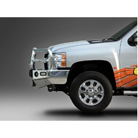 ECB Silver Hammertone Winch BullBar with Bumper Lights to suit Chevrolet Silverado 2500HD 4X4 2011 - 08/14