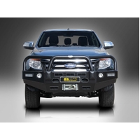ECB Textura Black Winch BullBar with Bumper Lights to suit Ford Ranger PX 4WD Highrise 10/11 - 06/15