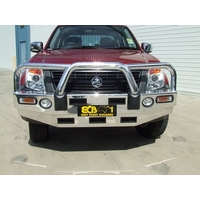 ECB Silver Hammertone BullBar with Bumper Lights to suit Holden Rodeo RA7 LT 01/07 - 06/12