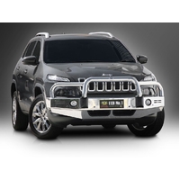 ECB Polished BullBar with Bumper Lights to suit Jeep Cherokee KL Ex TrailHawk 06/14 - 12/18