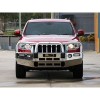 ECB Polished BullBar with Bumper Lights to suit Jeep Grand Cherokee TrailHawk Ex OverLand 02/11 - MY13