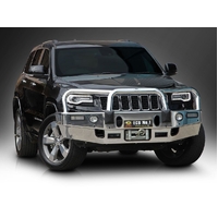 ECB Silver Hammertone Winch BullBar with Bumper Lights to suit Jeep Grand Cherokee MY14 Laredo 06/13 - 03/17