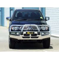 ECB Black Ripple BullBar with Bumper Lights to suit Mitsubishi Triton MN 09/09 - 12/14