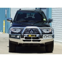 ECB Silver Hammertone BullBar with Bumper Lights to suit Mitsubishi Challenger PB 01/09 - 06/13