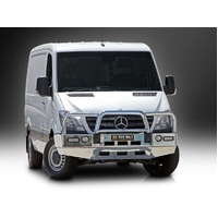 ECB Silver Hammertone BullBar with Bumper Lights to suit Mercedes-Benz Sprinter 10/13 - 10/18