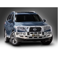 ECB Black Ripple BullBar with Bumper Lights to suit Nissan Pathfinder R52 Ex HYBRID 10/13 - 11/16