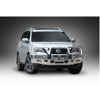 ECB Textura Black BullBar with Bumper Lights to suit Nissan Pathfinder R52 Series 2 &amp; 3 Ex HYBRID 12/16 - 06/22