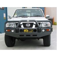 ECB Textura Black BullBar with Bumper Lights to suit Nissan Patrol GU Y61 4.8LT Petrol 10/04 - 04/16