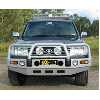 ECB Silver Hammertone BullBar With Bumper Lights to suit Toyota LandCruiser 100 Series IFS 04/98 - 10/07
