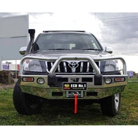 ECB Polished BullBar Winch Compatible with Bumper Lights to suit Toyota Prado 120 Series GXL 03/03 - 10/09