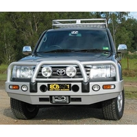 ECB Silver Hammertone Winch BullBar with Bumper Lights to suit Toyota LandCruiser 100 Series Live Coil 04/98 - 10/07