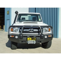 ECB Silver Hammertone Winch BullBar with Bumper Lights to suit Toyota LandCruiser 79 Series Single Cab 08/09 - 10/16