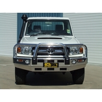 ECB Polished BullBar with Bumper Lights to suit Toyota LandCruiser 79 Series Dual Cab 08/09 - 10/16