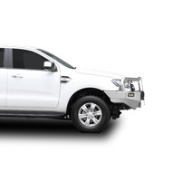 ECB Silver Hammertone Winch BullBar with Bumper Lights to suit Ford Ranger PX MKIII 4WD Highrise 09/18 - 04/22