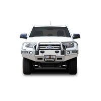 ECB Silver Hammertone Winch BullBar with Bumper Lights to suit Ford Ranger PX MKIII XLS 09/18 - 04/19
