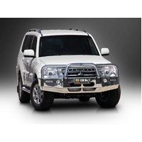 ECB Polished BullBar with Bumper Lights to suit Mitsubishi Pajero NX 07/14 - 12/21