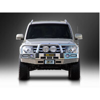 ECB Polished Winch BullBar with Bumper Lights to suit Mitsubishi Pajero NX 07/14 - 12/21