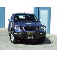 ECB Black Ripple Winch BullBar with Bumper Lights to suit Nissan Navara D40 ST-X 05/10 - 11/11