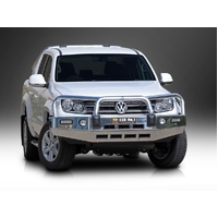 ECB Polished BullBar with Bumper Lights to suit Volkswagen Amarok Sensor Model 07/10 - 08/16