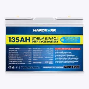 HARDKORR 135AH LIFEPO4 DEEP CYCLE LITHIUM BATTERY WITH Bluetooth