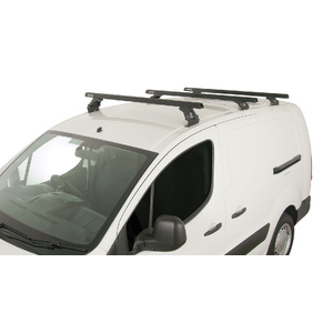 Rhino-Rack JA0694 Heavy Duty RLTF Black 3 Bar Roof Rack for PEUGEOT Partner Gen2 2DR Van (01/2008-12/2018)