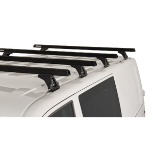 Rhino-Rack JA0844 Heavy Duty RLTF Black 4 Bar Roof Rack for VOLKSWAGEN Transporter Crewvan T6 LWB (Standard Roof) 2DR Van (12/2015-Current)