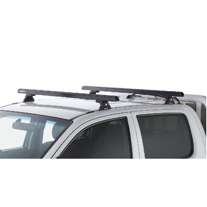 Rhino-Rack JA6233 Heavy Duty RLT600 Trackmount Black 2 Bar Roof Rack for TOYOTA Hilux Gen 7 Dual Cab 4DR Ute (04/2005-09/2015)