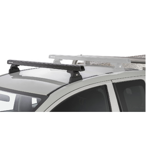 Rhino-Rack JA8808 Heavy Duty RLT600 Ditch Mount Black 1 Bar Roof Rack (Front) for MITSUBISHI Triton Gen5 MQ/MR Extra Cab 2DR Ute (04/2015-Current)