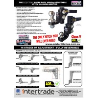 Mister Hitches Ball Mount Raptor 4500Kg Adr Adjustable Long Drop Shank