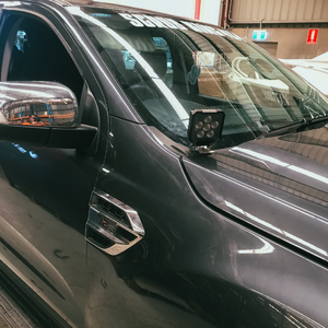 Scrub King Bonnet Hinge Ditch Light Bracket to suit Ford Ranger / Everest 2012 - 2021 (Stainless Steel)