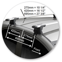 Prorack Silver 2 Bar Aero Through Bar kit to suit Kia Picanto 5dr Hatch (2011 - 2015)