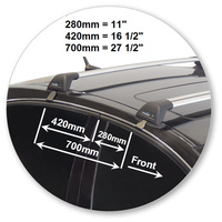 Prorack Silver 2 Bar Aero Flush Bar kit to suit Holden Caprice 4dr Sedan (2006 - 2020)