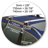 Prorack Silver 2 Bar Aero Through Bar kit to suit Subaru Outback 5dr Wagon (2015 - Current)
