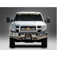 ECB Silver Hammertone Winch BullBar with Bumper Lights to suit Chevrolet Silverado 2500HD 4X4 2011 - 08/14