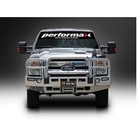 ECB Polished Winch BullBar with Bumper Lights to suit Ford F250 Super Duty 07/14 - 12/16