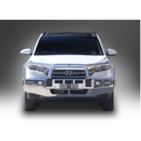 ECB Silver Hammertone BullBar with Bumper Lights to suit Hyundai Tucson 03/17 - 05/18