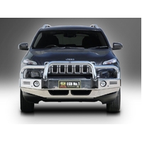ECB Textura Black BullBar with Bumper Lights to suit Jeep Cherokee KL Ex TrailHawk 06/14 - 12/18