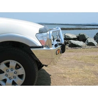 ECB Silver Hammertone BullBar with Bumper Lights to suit Mitsubishi Pajero NP 11/02 - 10/06