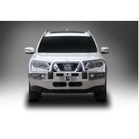 ECB Polished BullBar with Bumper Lights to suit Nissan X-Trail T32 Series 2 &amp; 3 02/17 - 12/21