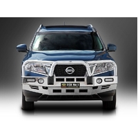 ECB Polished BullBar with Bumper Lights to suit Nissan Pathfinder R52 Ex HYBRID 10/13 - 11/16
