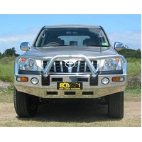 ECB Polished BullBar with Bumper Lights to suit Toyota Prado 120 Series GXL 03/03 - 10/09