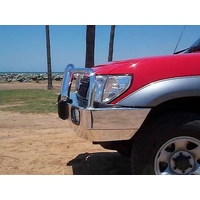 ECB Silver Hammertone BullBar with Bumper Lights to suit Toyota Prado 07/96 - 02/03