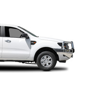 ECB Silver Hammertone Winch BullBar with Bumper Lights to suit Ford Ranger PX MKIII XLS 09/18 - 04/19