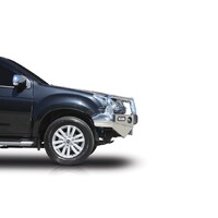 ECB Silver Hammertone Winch BullBar with Bumper Lights to suit Isuzu MU-X 03/17 - 05/21