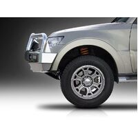 ECB Silver Hammertone Winch BullBar with Bumper Lights to suit Mitsubishi Pajero NW 10/11 - 06/14